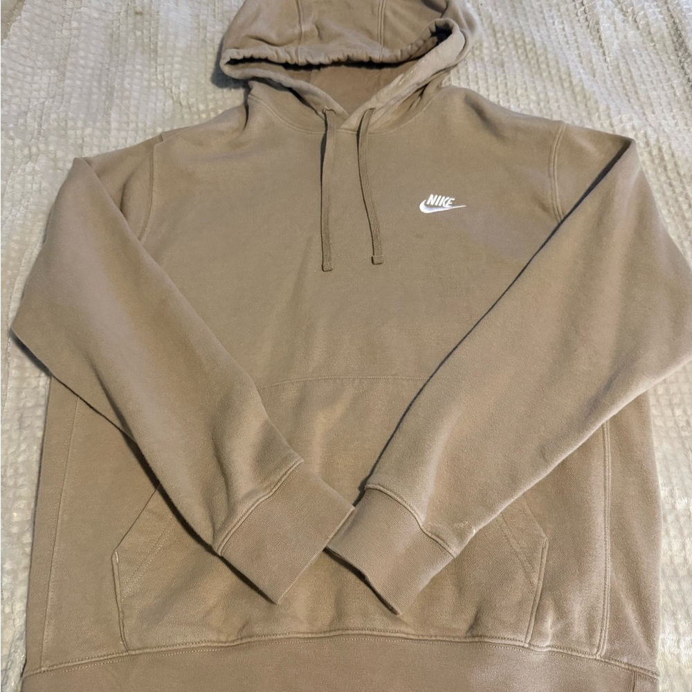 Nike Tan Pullover Hoodie with White Swoosh